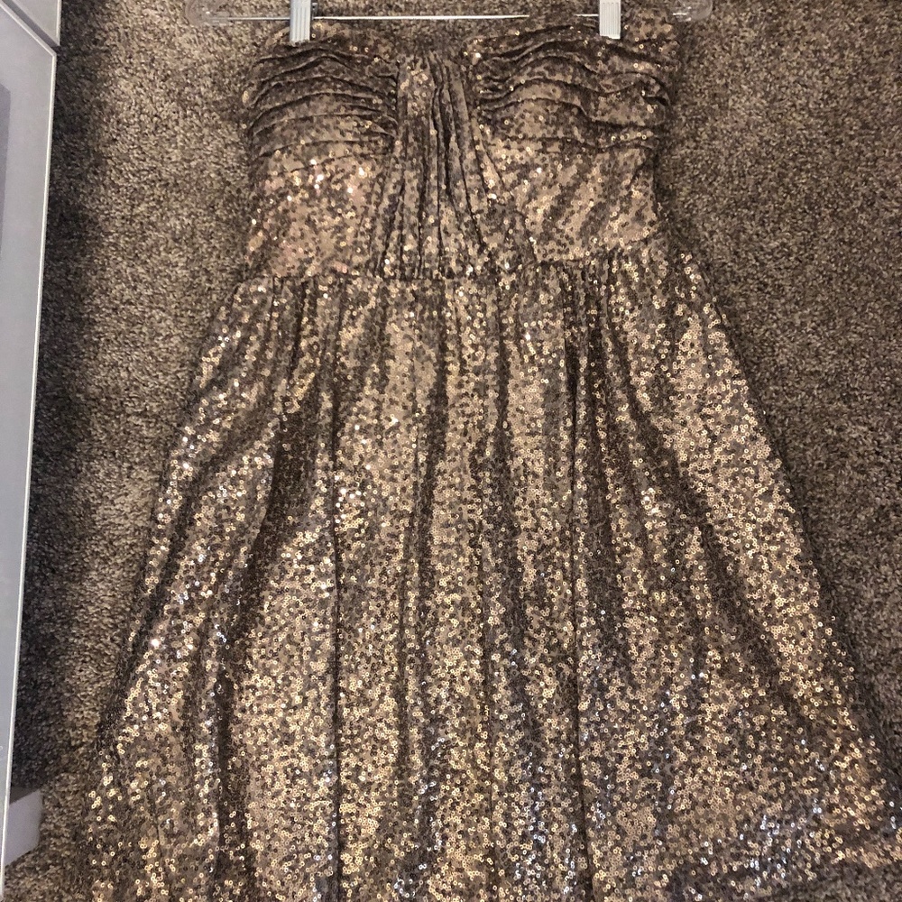 Sequined Gold Strapless Dress